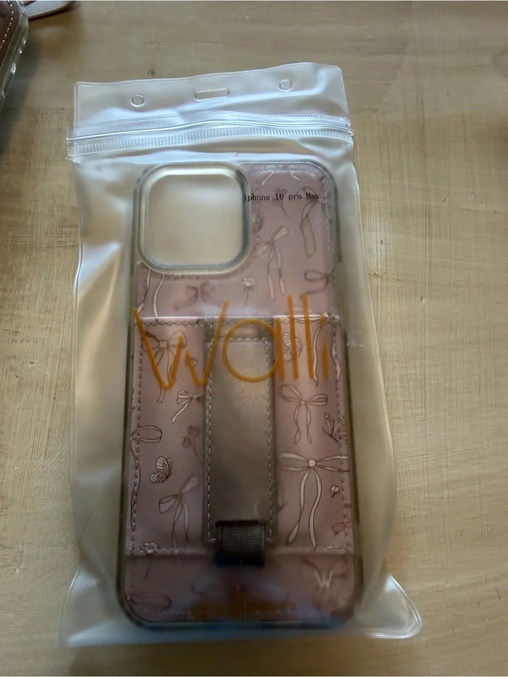 Pink Floral Wallet Phone Case with Hand Strap for iPhone 16 Pro Max